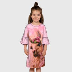 Детское платье 3D Лама с цветами - фото 2