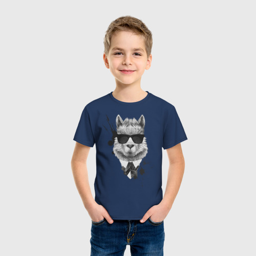 Детская футболка хлопок с принтом Лам в черных очках, фото на моделе #1
