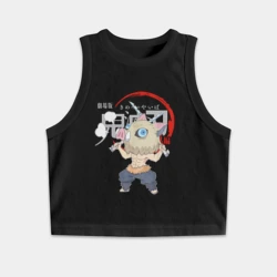 Женская укороченная майка-топ хлопок Иноске Хашибира Kimetsu no Yaiba