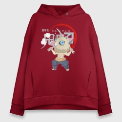 Женское худи Oversize хлопок Иноске Хашибира Kimetsu no Yaiba