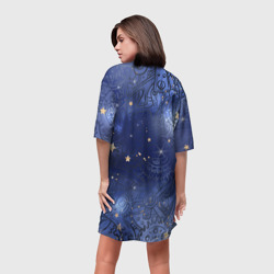 Платье с принтом Небо в стиле Стимпанк для женщины, вид на модели сзади №2. Цвет основы: белый