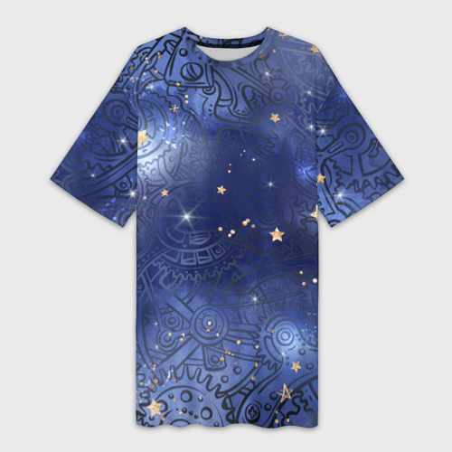 Платье-футболка с принтом Небо в стиле Стимпанк, вид спереди №1
