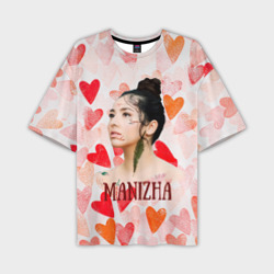 Мужская футболка oversize 3D Manizha на фоне сердечек