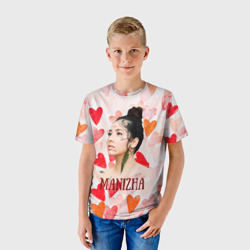 Детская футболка 3D Manizha на фоне сердечек - фото 2