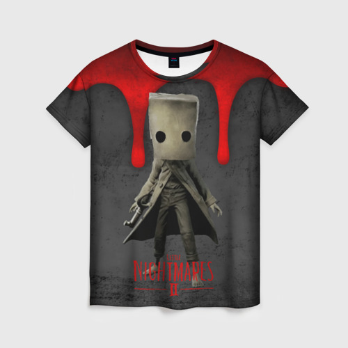 Женская футболка 3D с принтом Little Nightmares 2 кровь, вид спереди #2