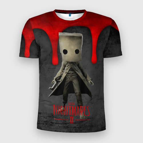 Мужская футболка 3D Slim с принтом Little Nightmares 2 кровь, вид спереди #2