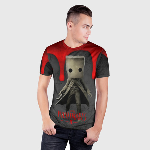 Мужская футболка 3D Slim с принтом Little Nightmares 2 кровь, фото на моделе #1
