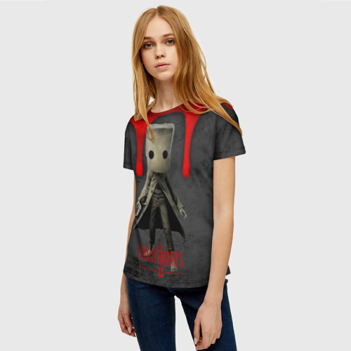 Женская футболка 3D с принтом Little Nightmares 2 кровь, фото на моделе #1