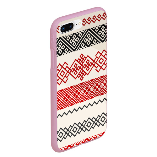 Чехол для iPhone 7Plus/8 Plus матовый Славянский узор красно-черный, цвет розовый - фото 3