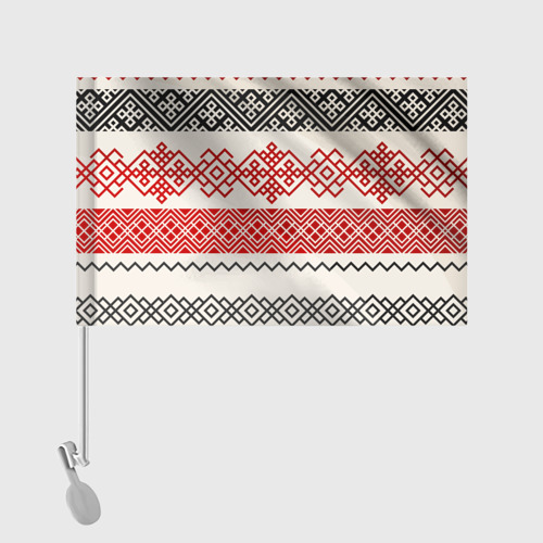 Флаг для автомобиля Славянский узор красно-черный - фото 2