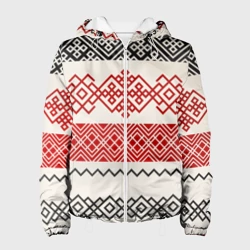 Женская куртка 3D Славянский узор красно-черный