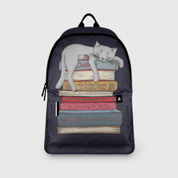 Рюкзак с принтом Relax Cat для любого человека, вид спереди №3. Цвет основы: белый