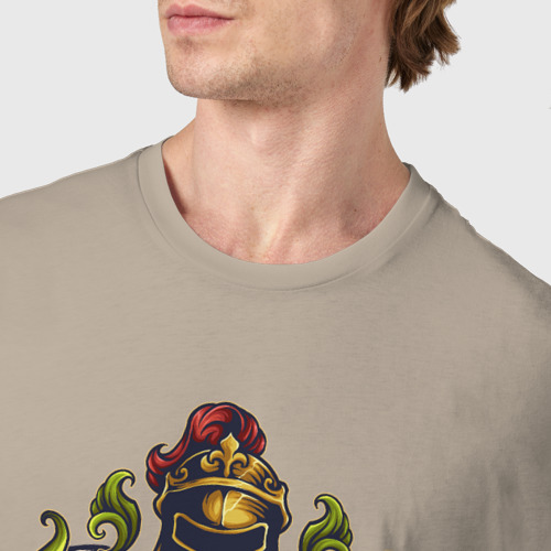 Мужская футболка хлопок Valheim рыцарь и львы, цвет миндальный - фото 6