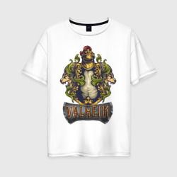 Женская футболка хлопок Oversize Valheim рыцарь и львы