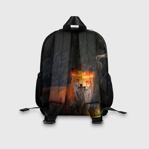 Детский рюкзак 3D с принтом Лиса с огненной короной, вид сзади #2