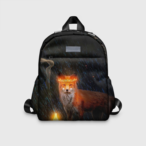 Детский рюкзак 3D с принтом Лиса с огненной короной, вид спереди #2