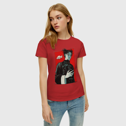 Женская футболка хлопок Чосо из аниме магическая битва, цвет красный - фото 3