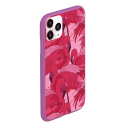 Чехол для iPhone 11 Pro Max матовый Розовые фламинго - фото 2