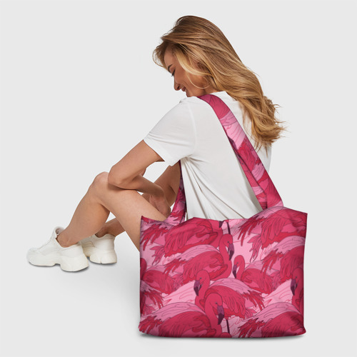 Пляжная сумка 3D Розовые фламинго - фото 6