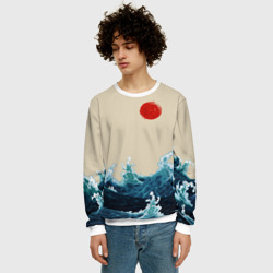 Мужской свитшот 3D Японский Стиль Волны и Солнце - фото 2