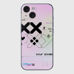 Чехол для iPhone 15 силиконовый с защитой камеры Printstream style Поток информации Белизна 0.1,Чернота 0.5,Перламутр 1