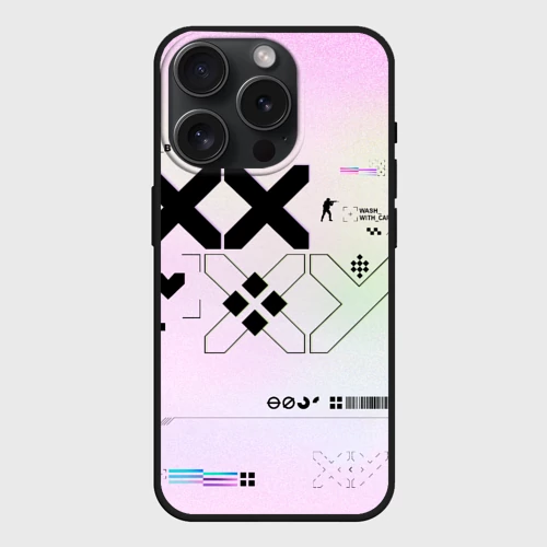 Чехол силиконовый для Apple iPhone 15 Pro Мax матовый Printstream style Поток информации Белизна 0.1,Чернота 0.5,Перламутр 1