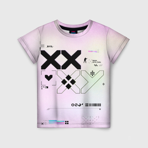 Детская футболка 3D с принтом Printstream style | Поток информации (Белизна01,Чернота05,Перламутр1), вид спереди #2