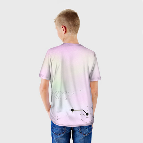 Детская футболка 3D с принтом Printstream style | Поток информации (Белизна01,Чернота05,Перламутр1), вид сзади #2