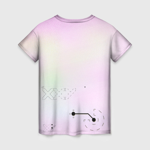 Женская футболка 3D с принтом Printstream style | Поток информации (Белизна01,Чернота05,Перламутр1), вид сзади #1