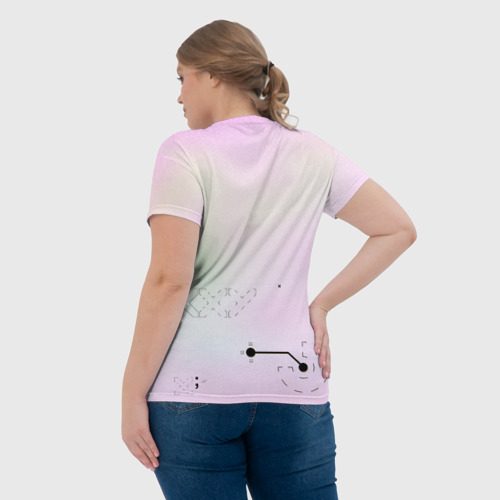 Женская футболка 3D с принтом Printstream style | Поток информации (Белизна01,Чернота05,Перламутр1), вид сзади #2