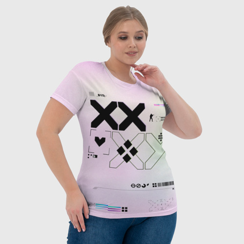 Женская футболка 3D с принтом Printstream style | Поток информации (Белизна01,Чернота05,Перламутр1), фото #4