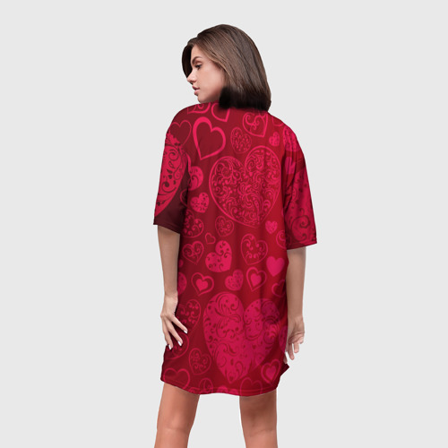 Платье-футболка 3D Manizha сердечки, цвет 3D печать - фото 4