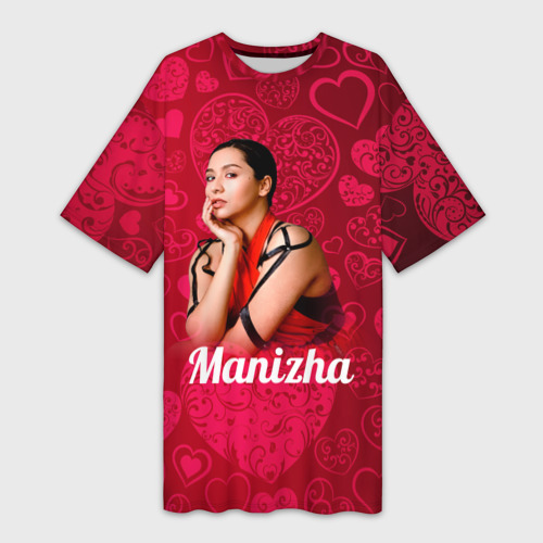 Платье-футболка 3D Manizha сердечки, цвет 3D печать