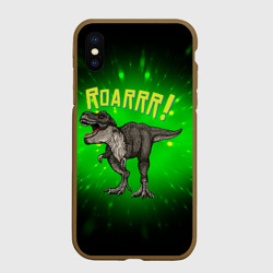 Чехол для iPhone XS Max матовый Roarrr! Динозавр T-rex