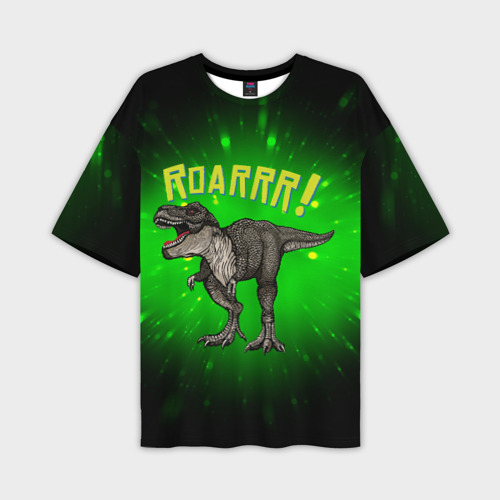 Мужская футболка oversize 3D Roarrr! Динозавр T-rex, цвет 3D печать