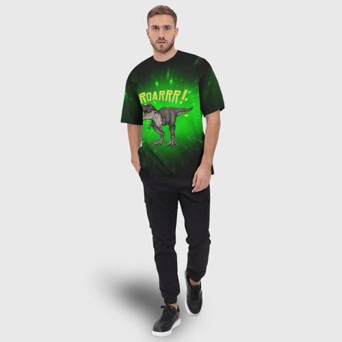 Мужская футболка oversize 3D Roarrr! Динозавр T-rex, цвет 3D печать - фото 5