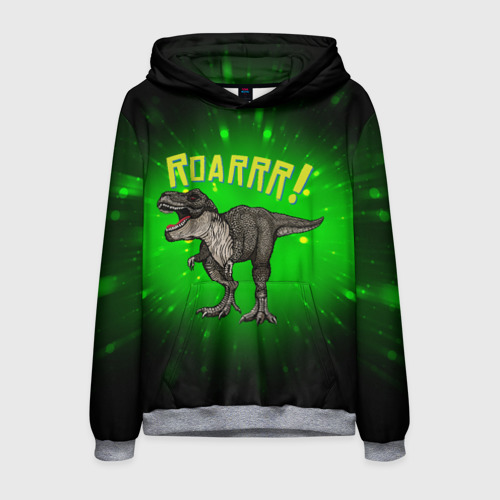 Мужская толстовка 3D Roarrr! Динозавр T-rex, цвет меланж