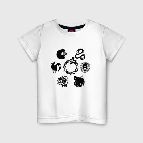 Детская футболка из хлопка с принтом 7 смертных грехов seven deadly sins, вид спереди №1