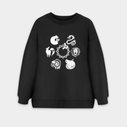 Женский свитшот oversize без начеса хлопок Символы 7 смертных грехов
