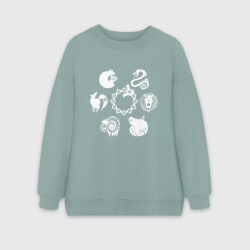 Женский свитшот oversize без начеса хлопок Символы 7 смертных грехов