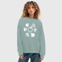 Женский свитшот oversize без начеса хлопок Символы 7 смертных грехов - фото 2