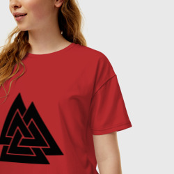 Женская футболка хлопок Oversize Валькнут Valknut - фото 2