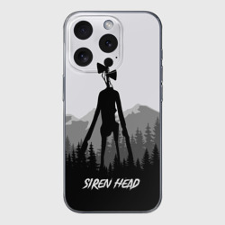 Чехол для iPhone 15 Pro Max силиконовый с защитой камеры Siren head Dark forest