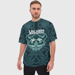 Мужская футболка oversize 3D Valheim шлем с рогами - фото 2