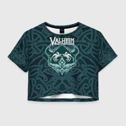 Женская футболка Crop-top 3D Valheim шлем с рогами