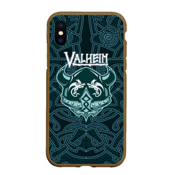 Чехол для iPhone XS Max матовый Valheim шлем с рогами