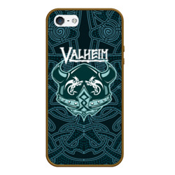 Чехол для iPhone 5/5S матовый Valheim шлем с рогами