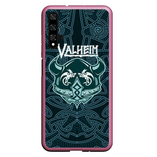 Чехол для Honor 20 Valheim шлем с рогами, цвет малиновый