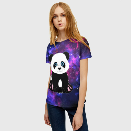 Женская футболка 3D Space Panda, цвет 3D печать - фото 3