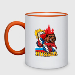 Кружка двухцветная Хоккей. Россия